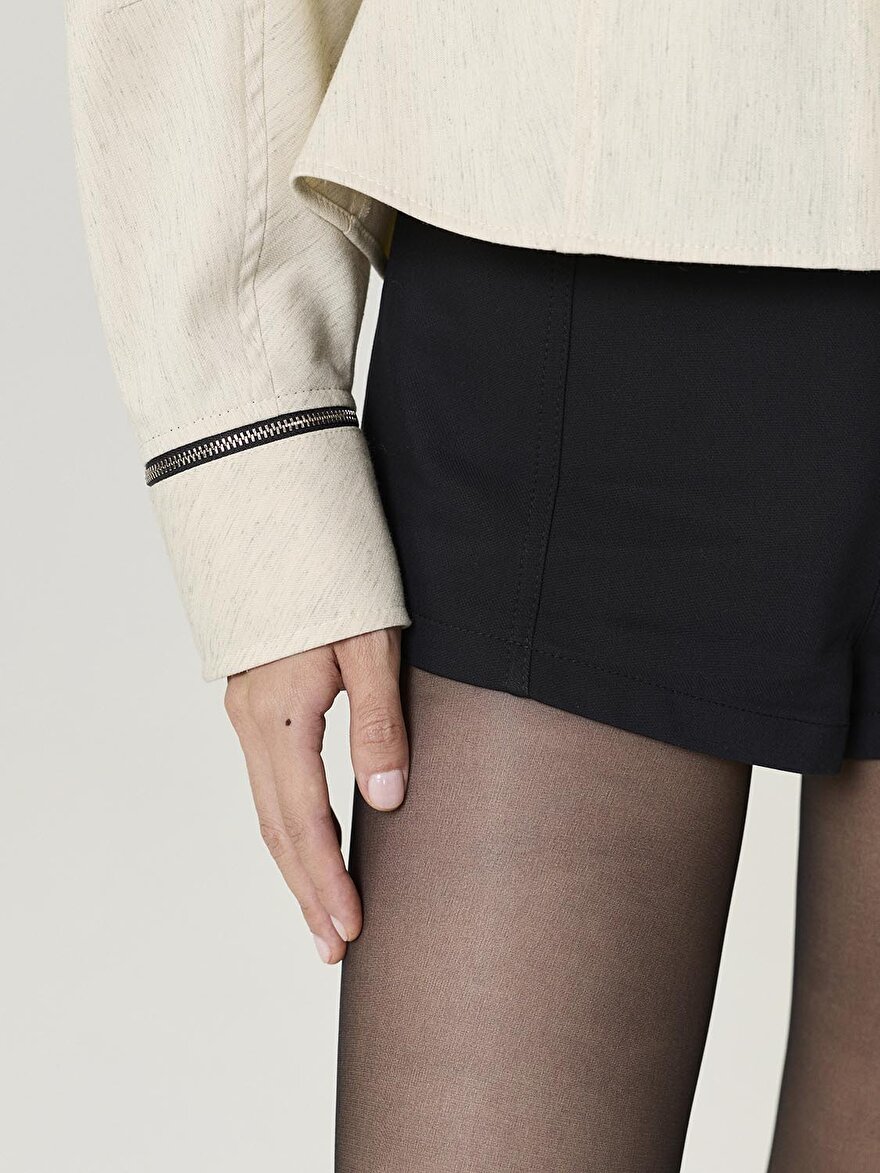 Nocturne Deri ve Fermuar Detaylı Gömlek