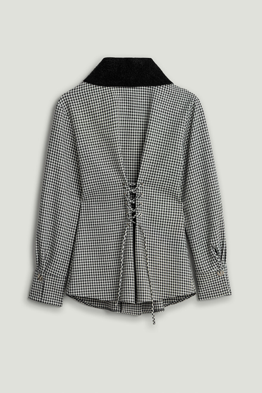 Nocturne Metal Aksesuarlı Ekoseli Gömlek