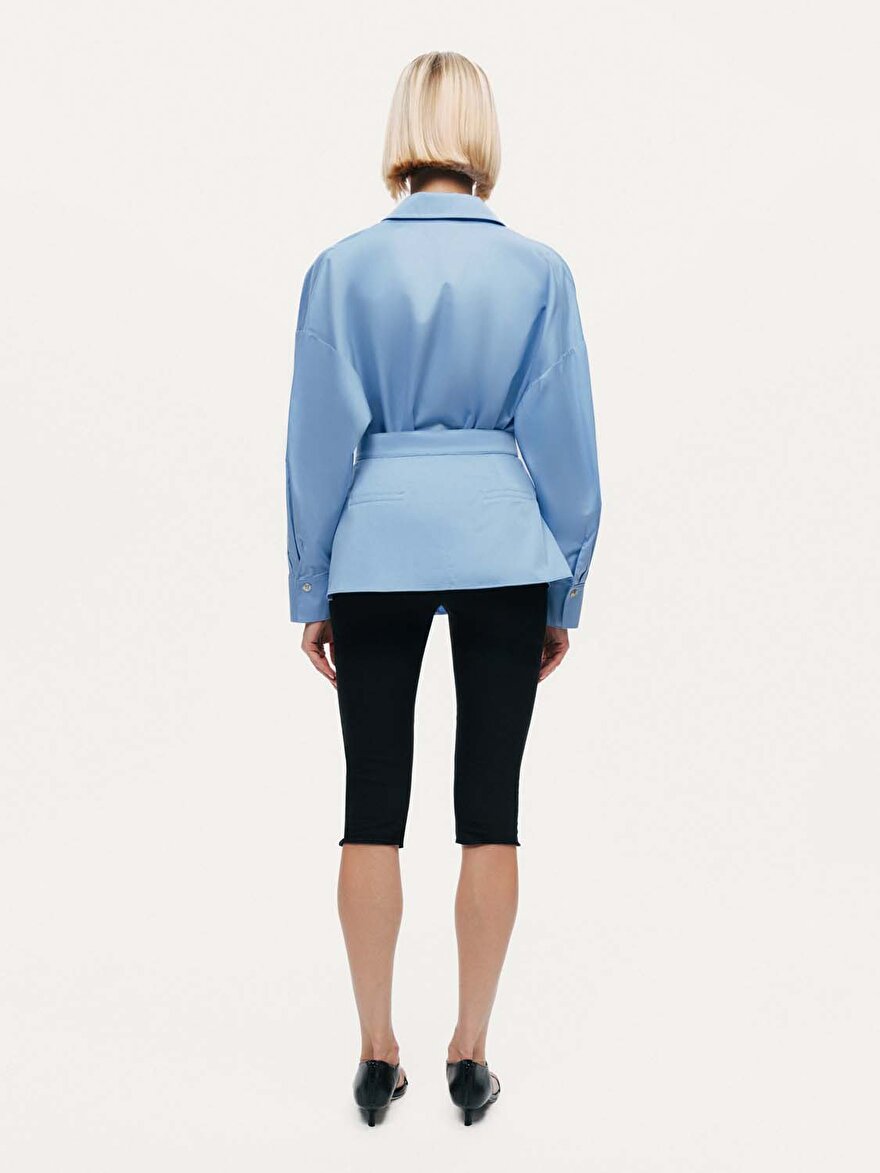 Nocturne Bel Detaylı Poplin Gömlek