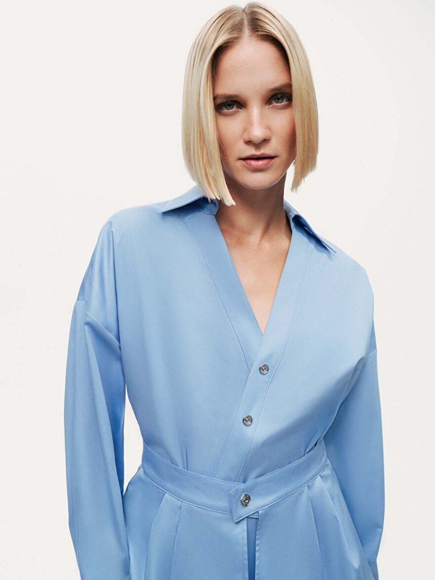 Nocturne Bel Detaylı Poplin Gömlek