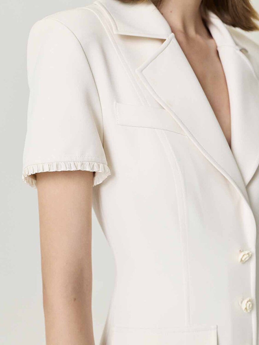 Nocturne Çiçek Düğme Aksesuarlı Maxi Elbise