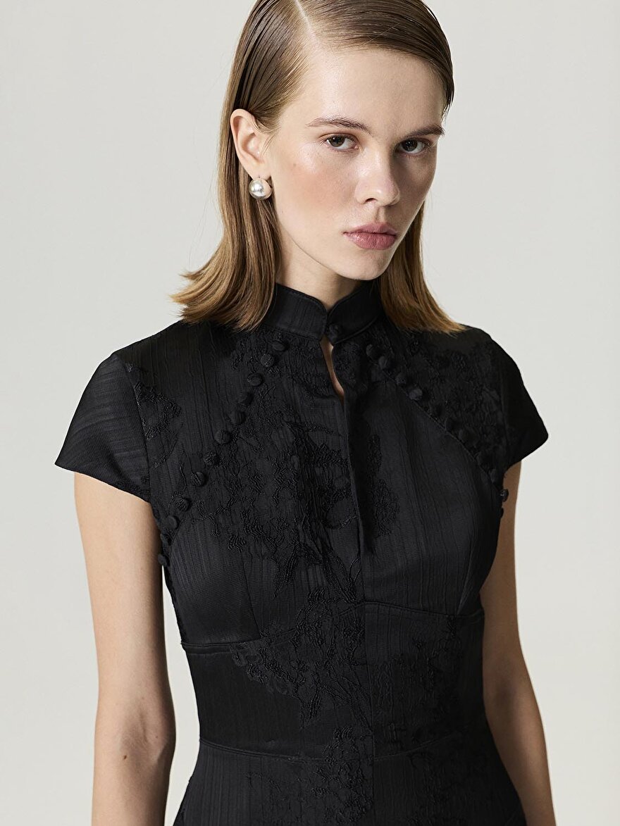 Nocturne Yırtmaçlı Maxi Japon Elbise