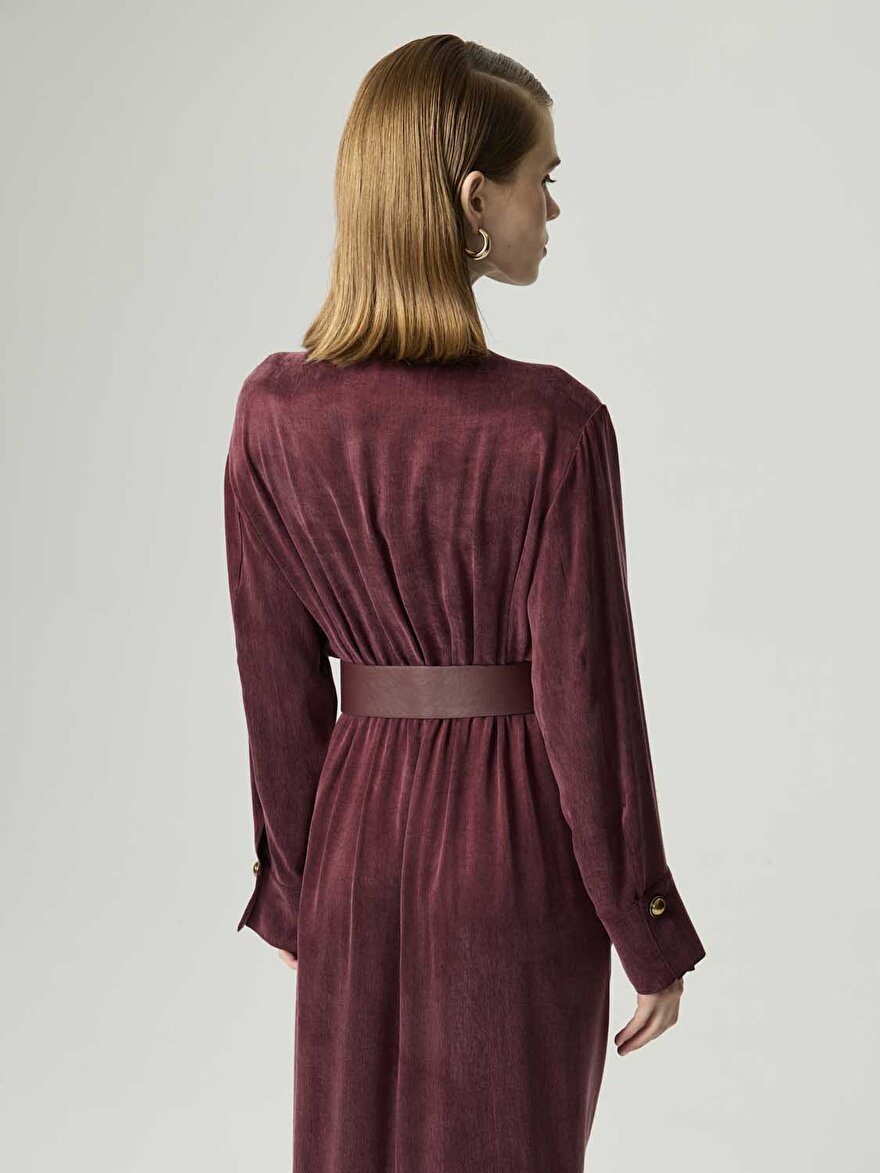 Nocturne Drape Detaylı Kemerli Maxi Elbise