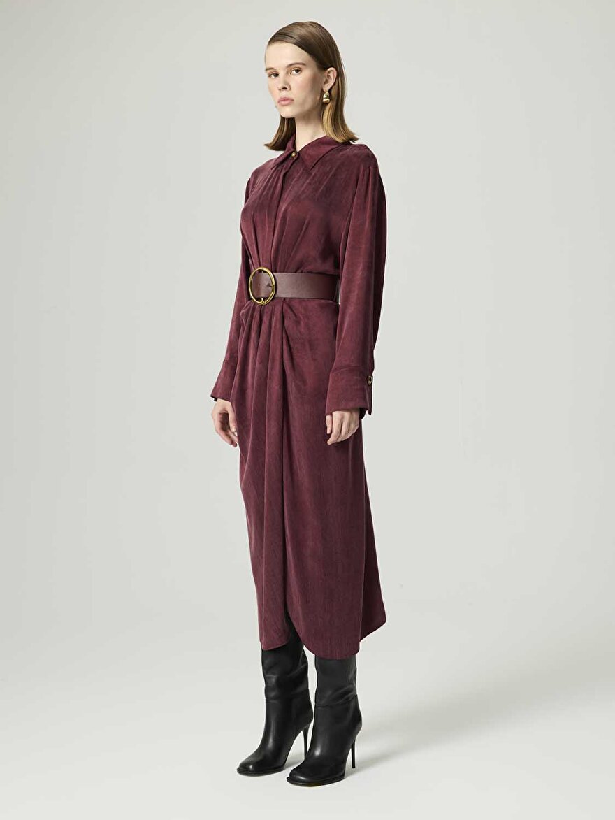 Nocturne Drape Detaylı Kemerli Maxi Elbise