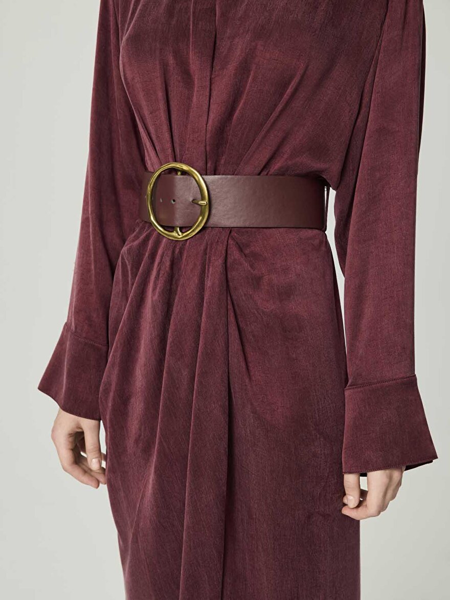 Nocturne Drape Detaylı Kemerli Maxi Elbise