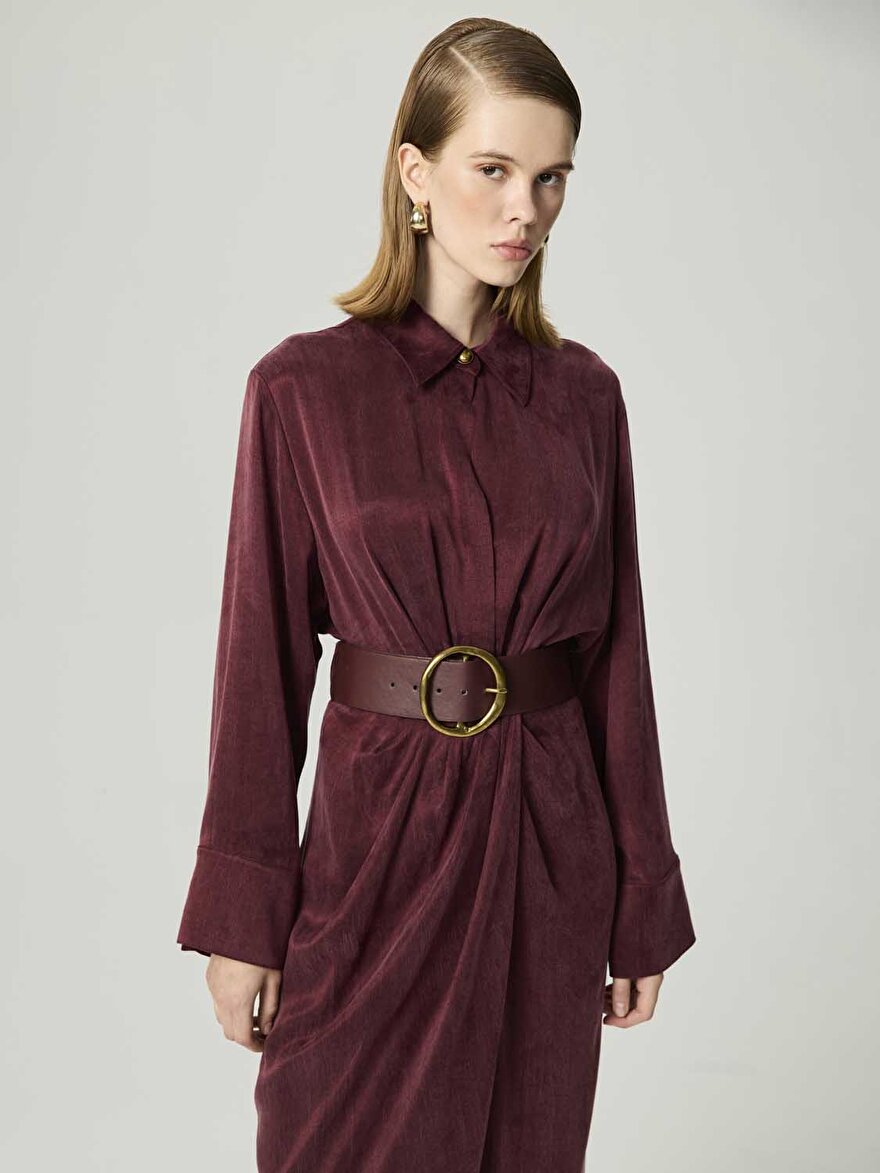 Nocturne Drape Detaylı Kemerli Maxi Elbise