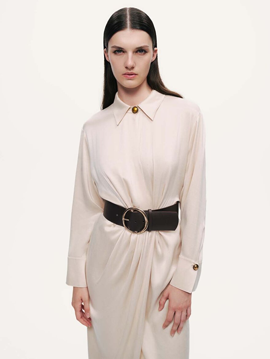 Nocturne Drape Detaylı Kemerli Maxi Elbise