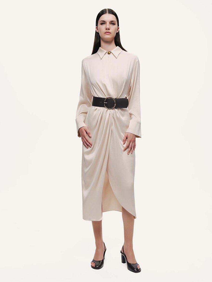 Nocturne Drape Detaylı Kemerli Maxi Elbise