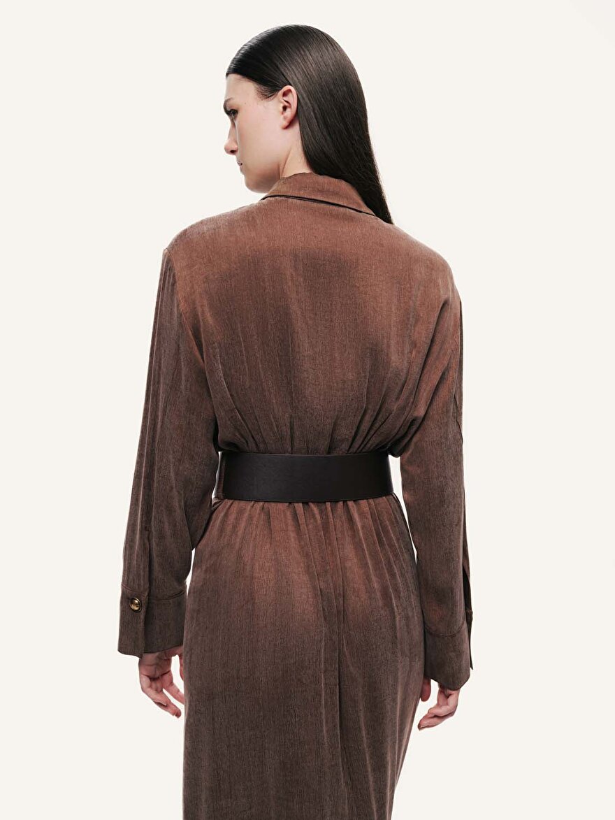 Nocturne Drape Detaylı Kemerli Maxi Elbise