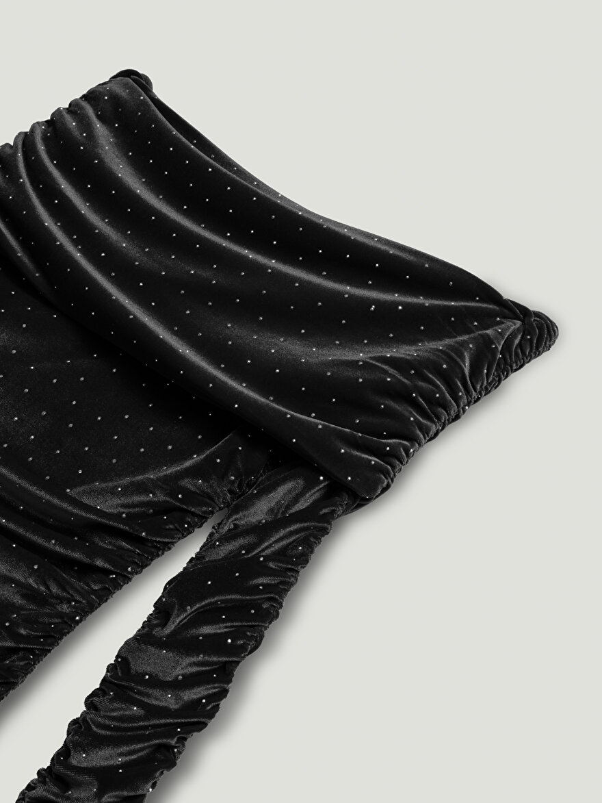 Nocturne Katlı Düz Yaka Maxi Elbise