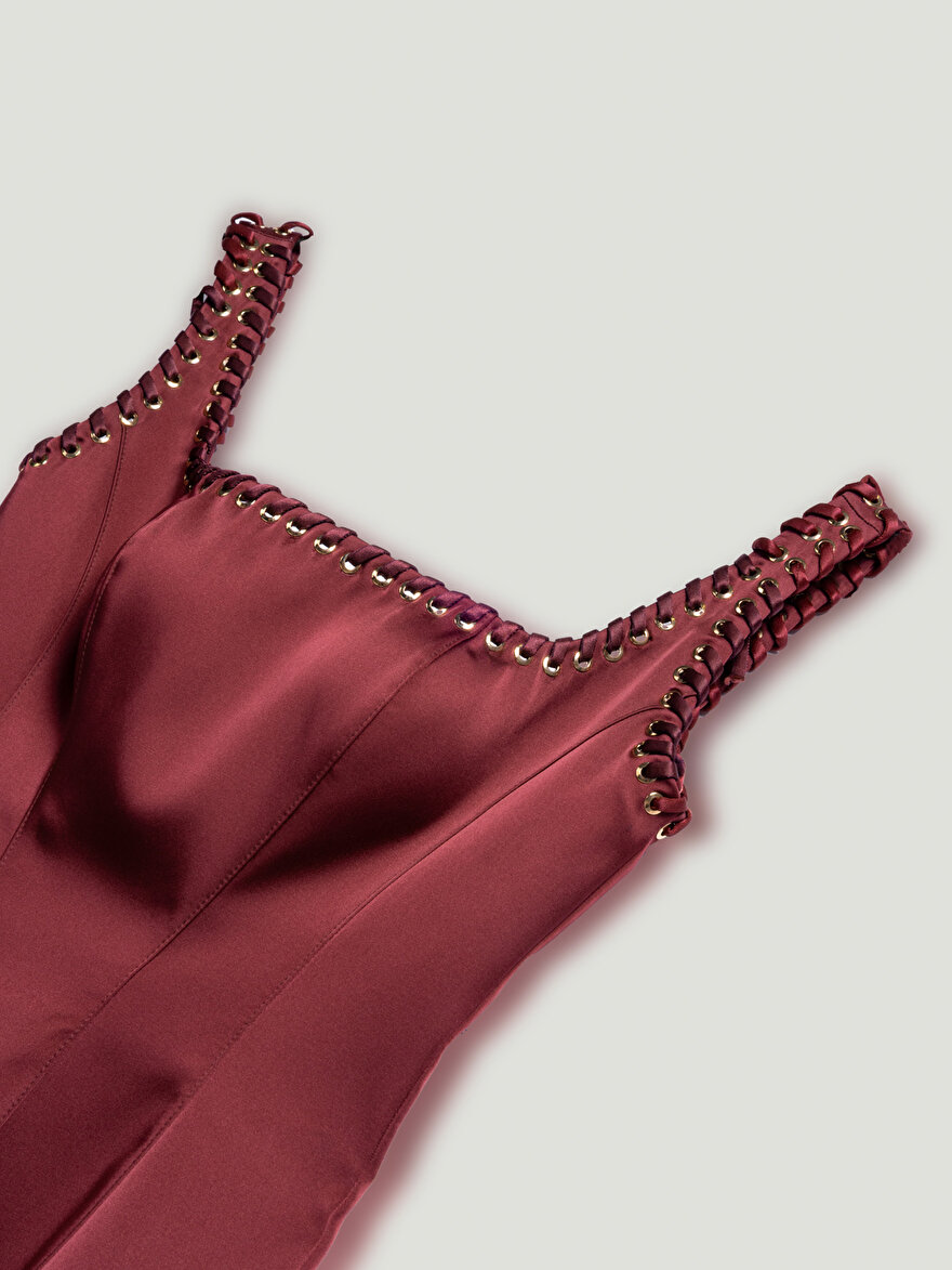 Nocturne Kuş Gözü Detaylı Midi Elbise