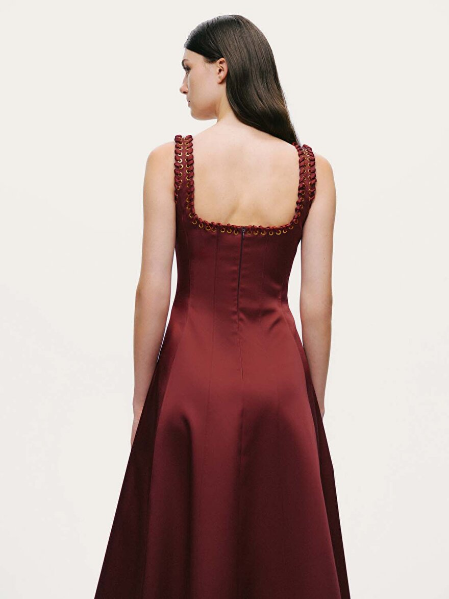 Nocturne Kuş Gözü Detaylı Midi Elbise