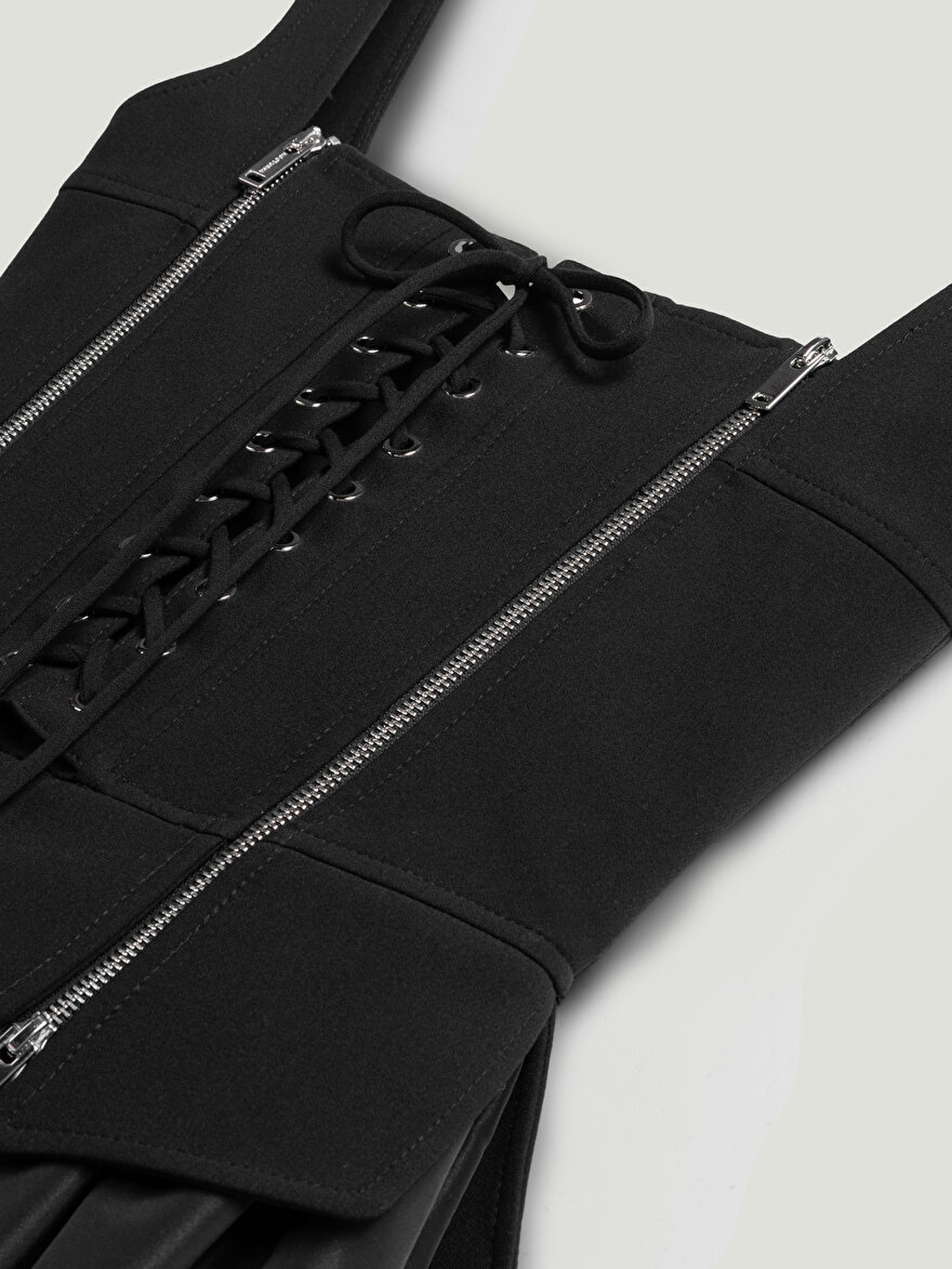 Nocturne Kuşgözü Bağlama Detaylı Midi Elbise