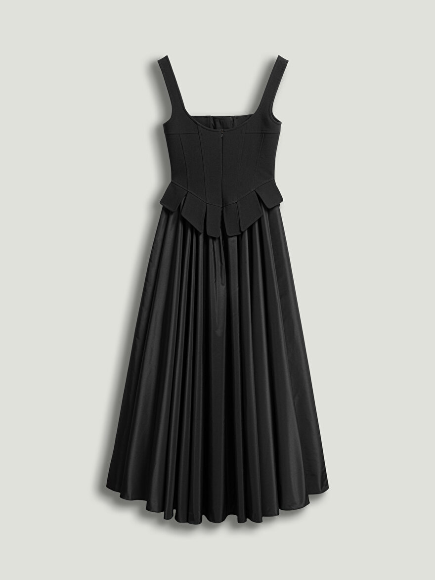 Nocturne Kuşgözü Bağlama Detaylı Midi Elbise