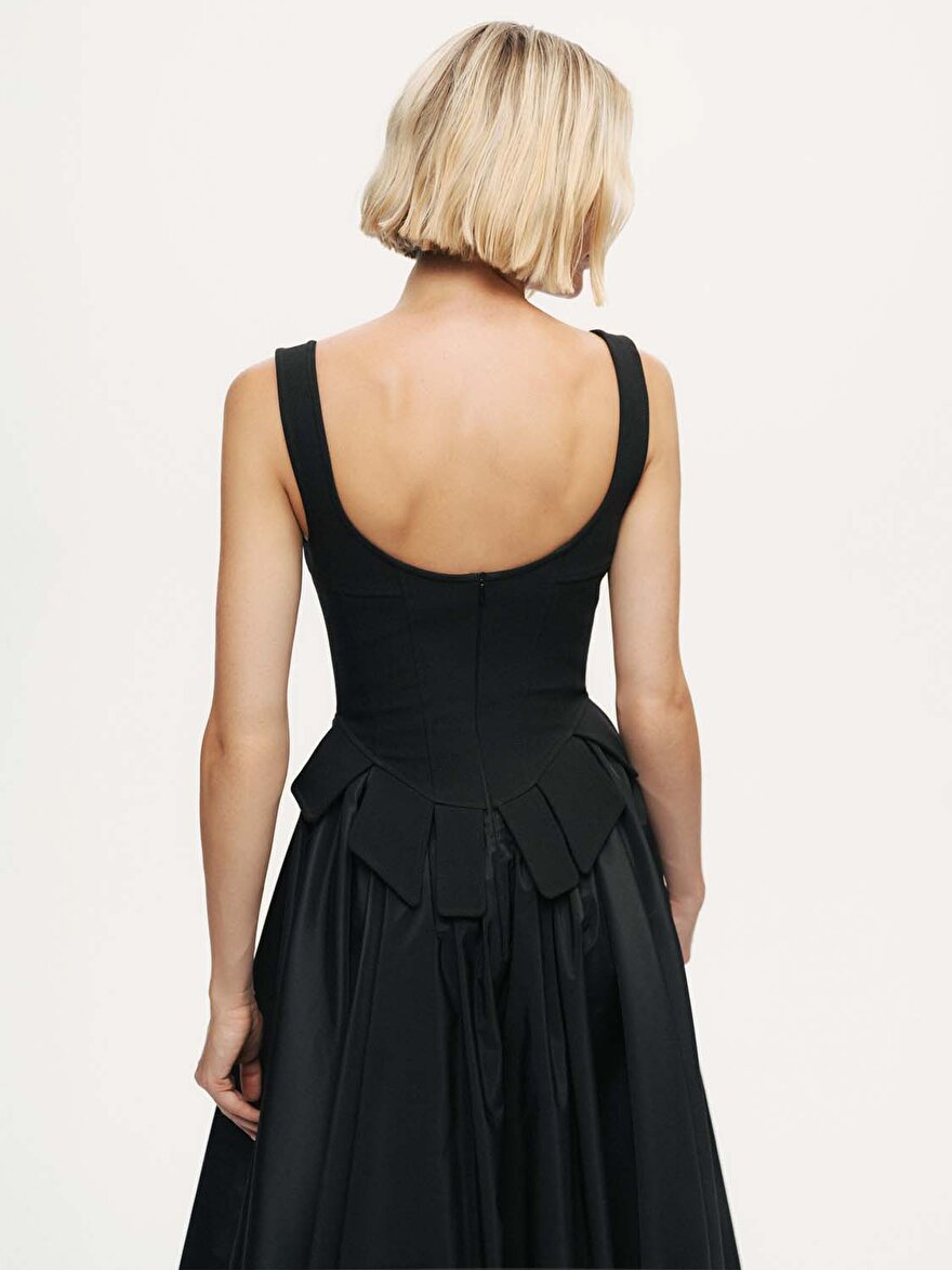 Nocturne Kuşgözü Bağlama Detaylı Midi Elbise