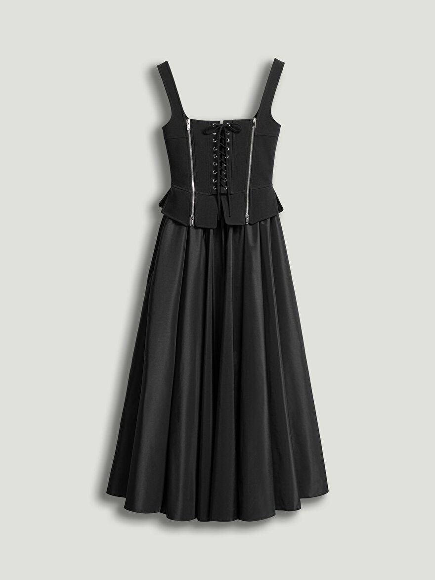 Nocturne Kuşgözü Bağlama Detaylı Midi Elbise