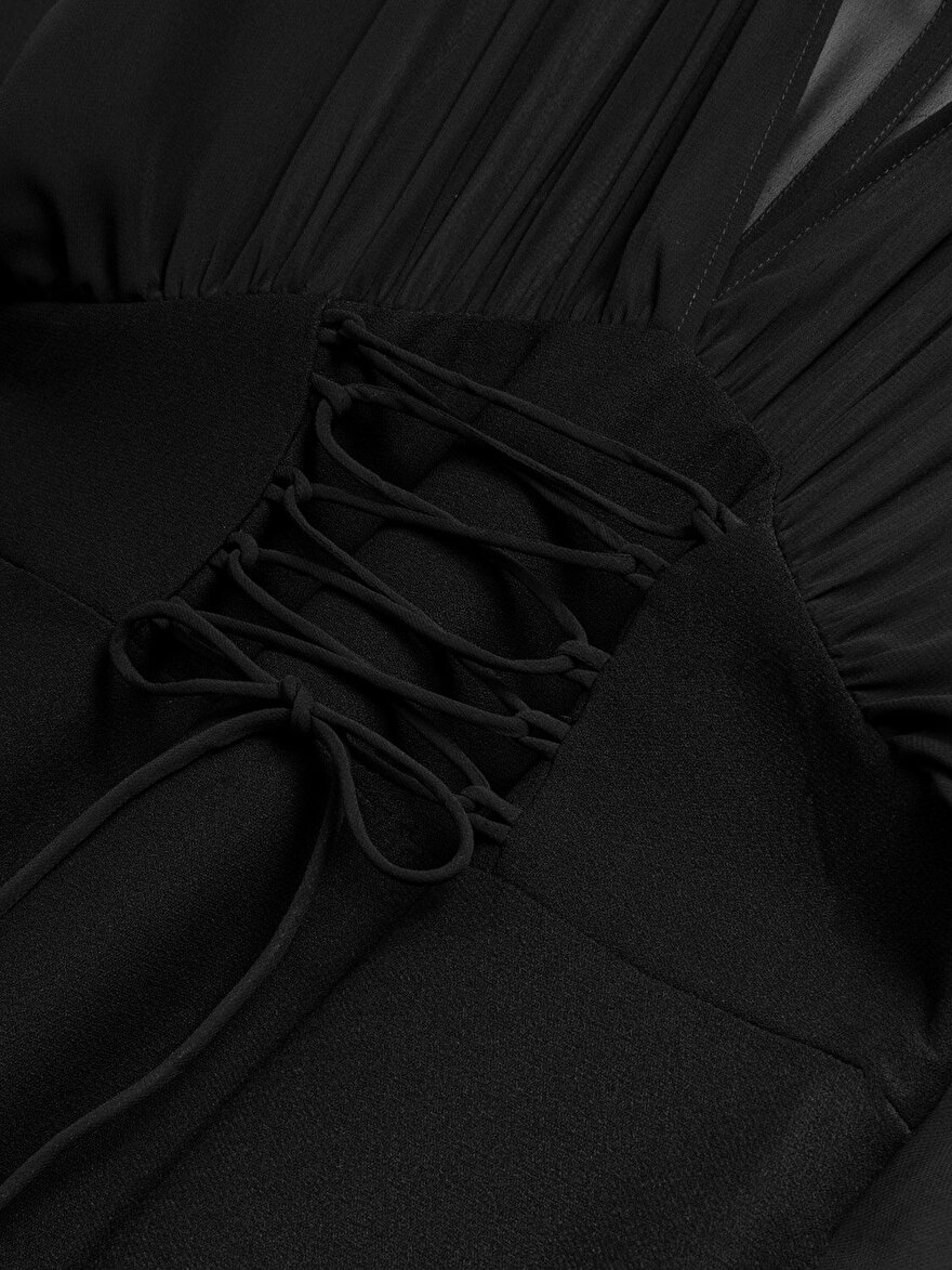 Nocturne Tül Detaylı Maxi Elbise