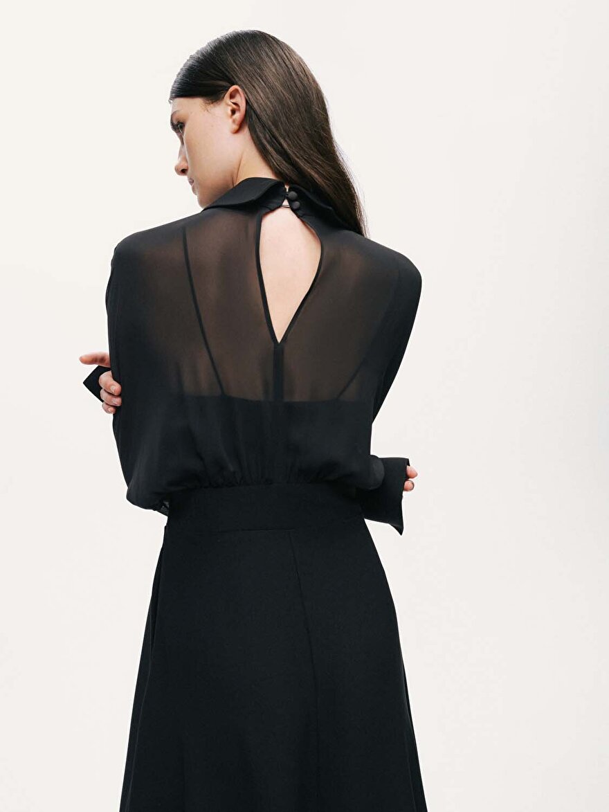 Nocturne Tül Detaylı Maxi Elbise