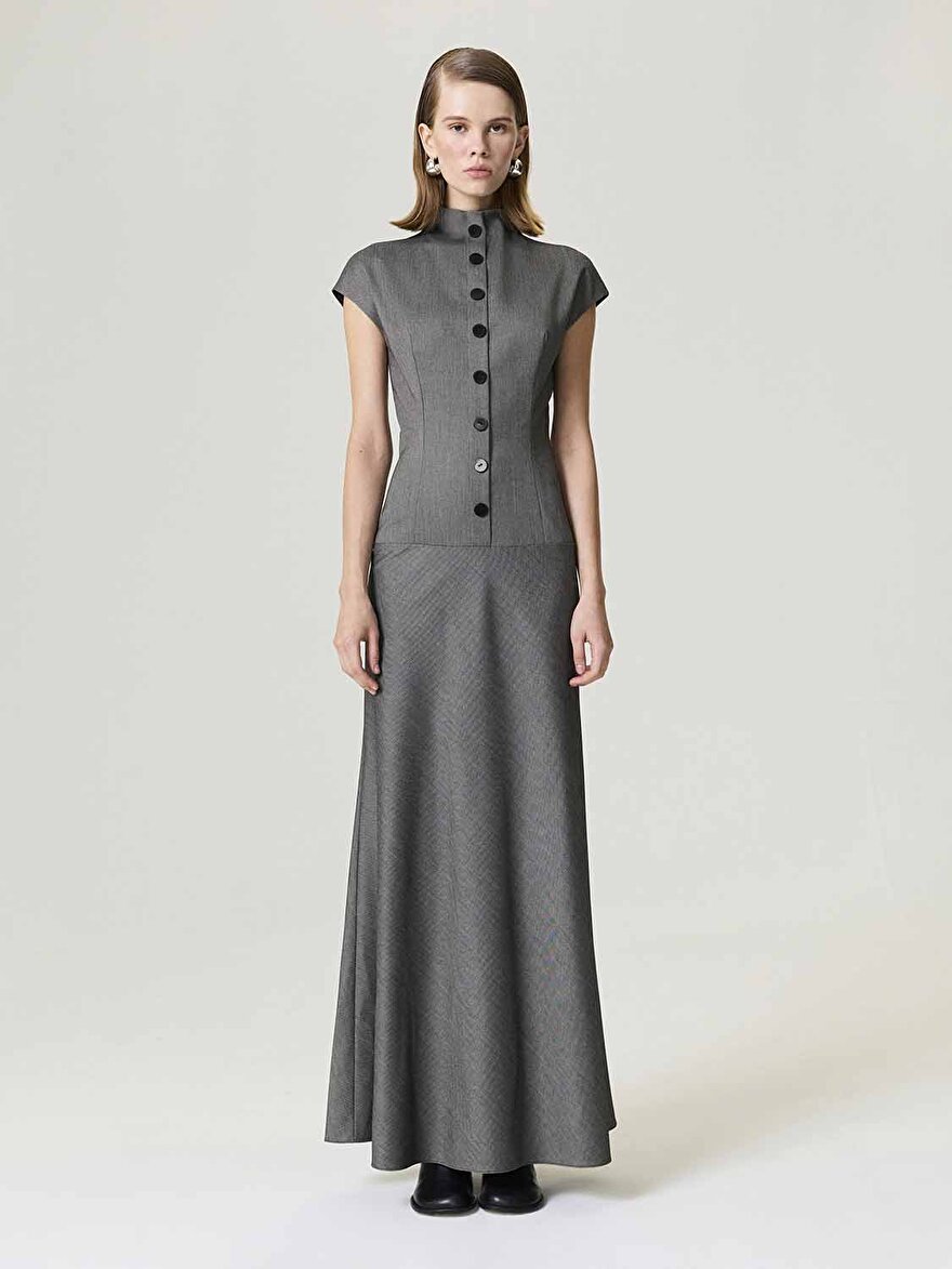 Nocturne Düğme Detaylı Maxi Elbise