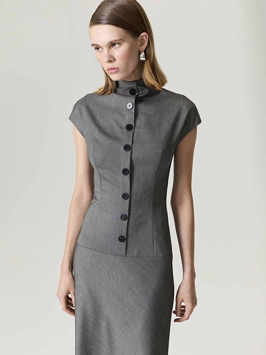 Nocturne Düğme Detaylı Maxi Elbise