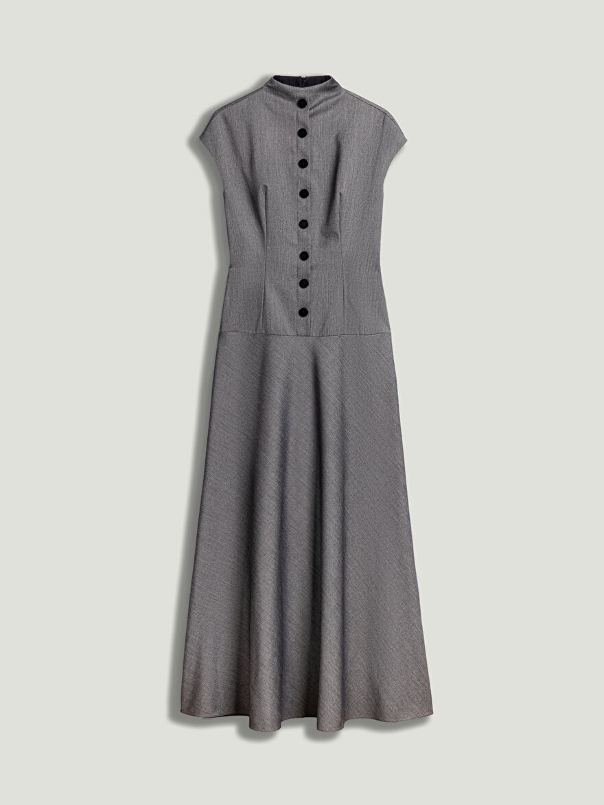 Nocturne Düğme Detaylı Maxi Elbise