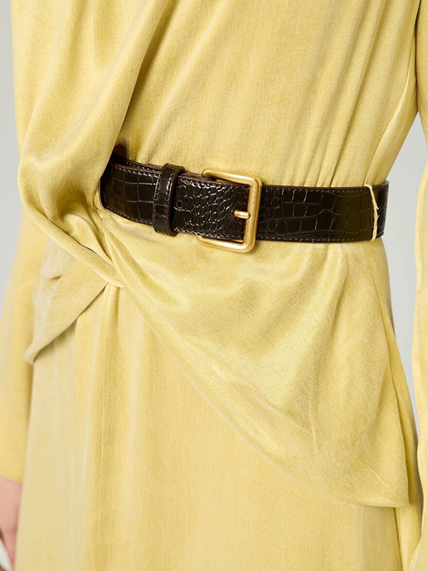 Nocturne Burgu ve Kemer Detaylı Maxi Elbise