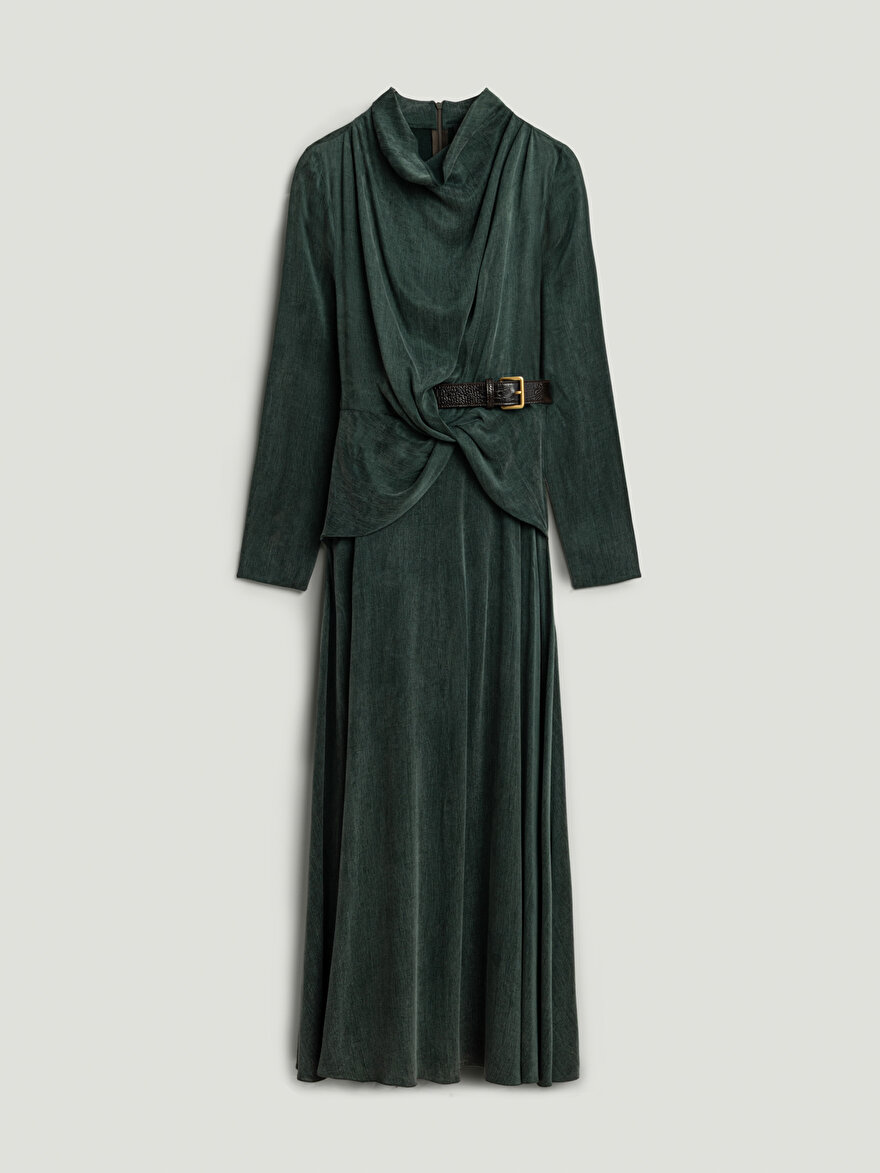 Nocturne Burgu ve Kemer Detaylı Maxi Elbise