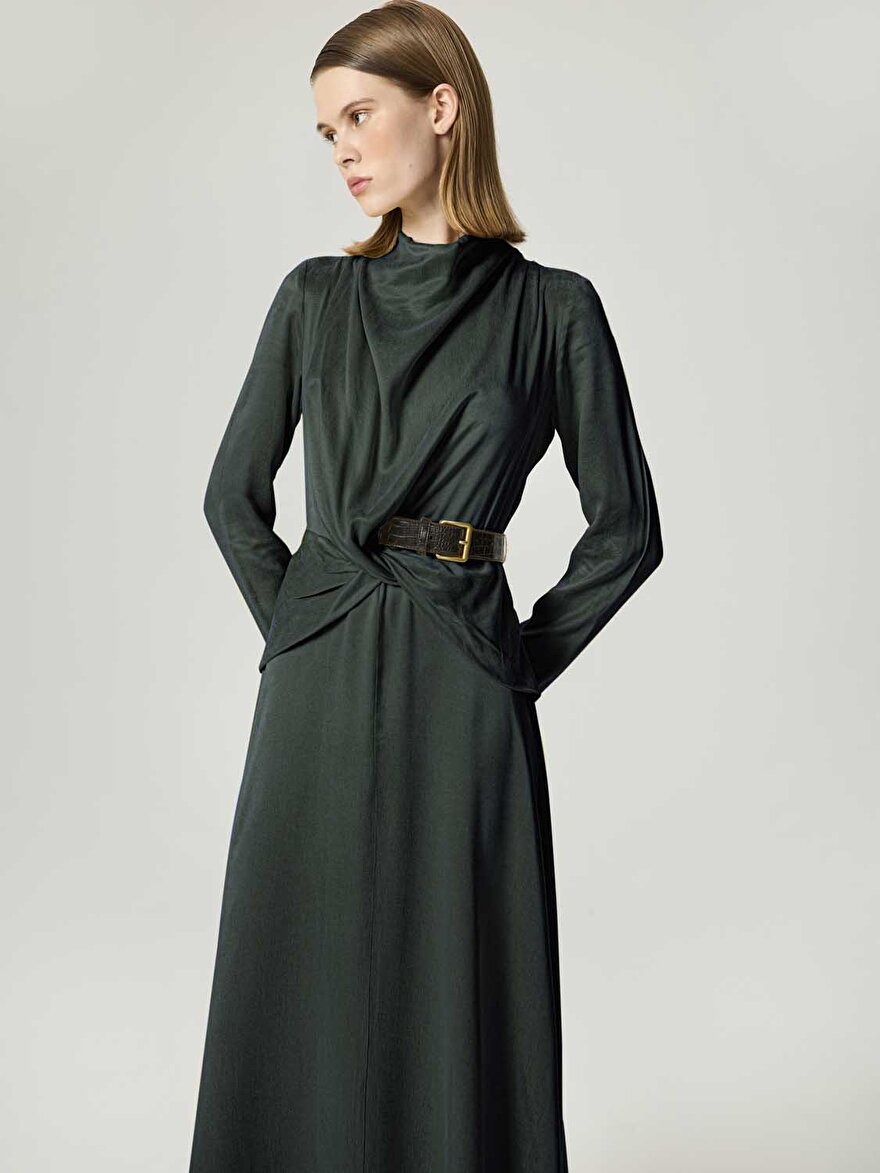 Nocturne Burgu ve Kemer Detaylı Maxi Elbise