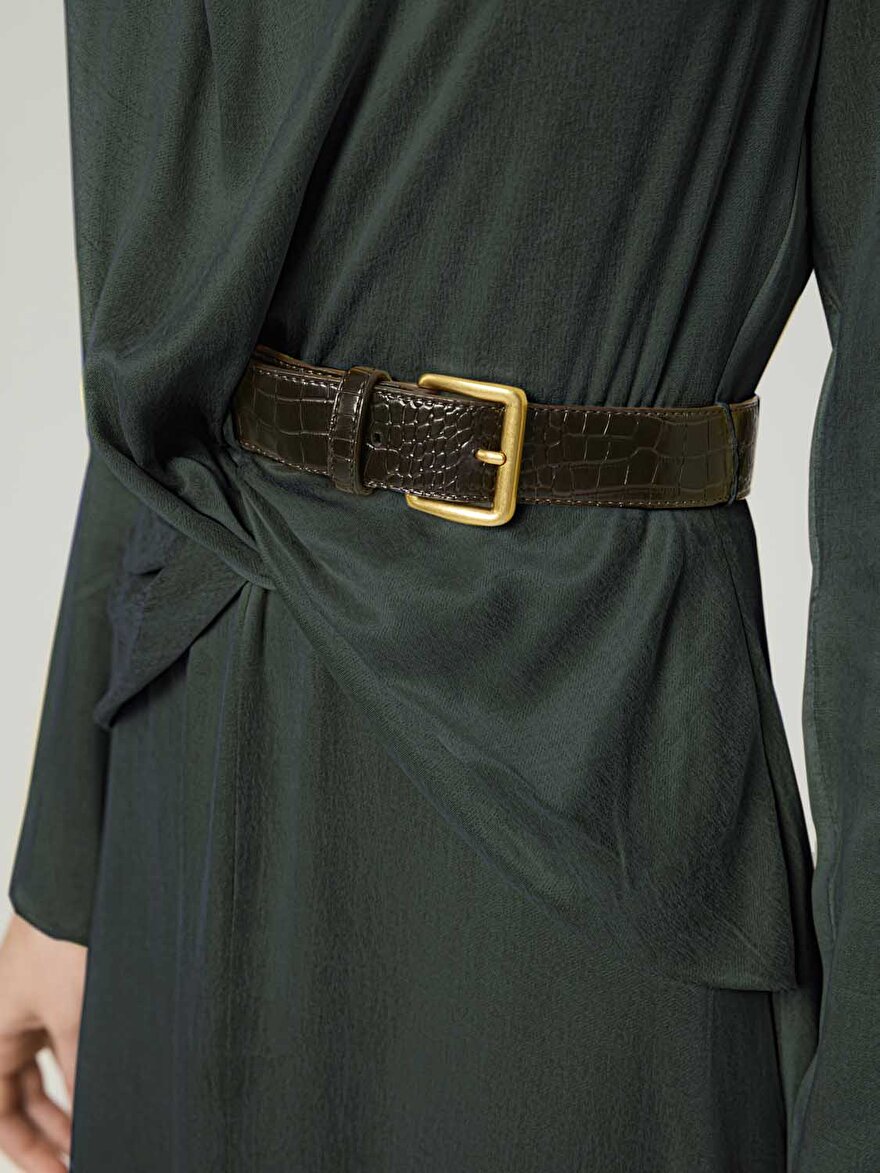 Nocturne Burgu ve Kemer Detaylı Maxi Elbise