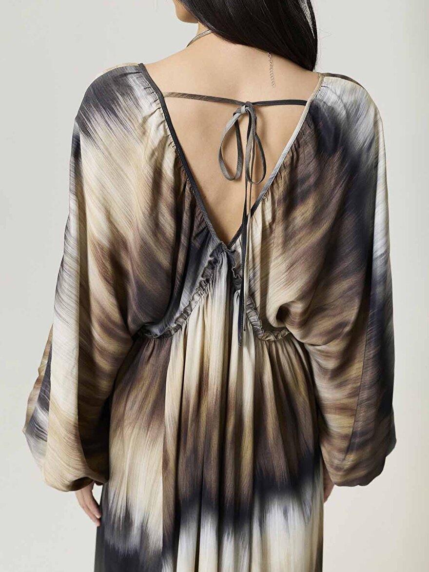 Nocturne Batik Desenli Maxi Elbise