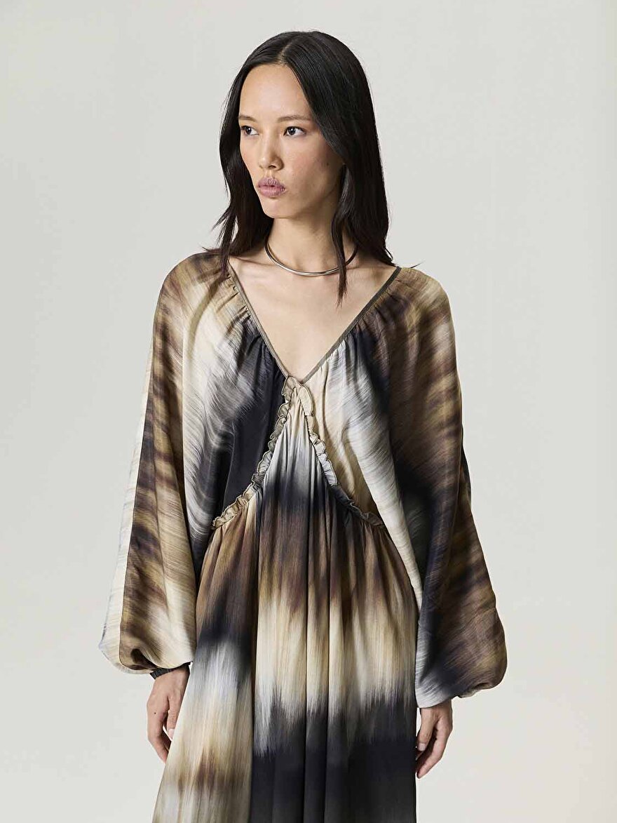 Nocturne Batik Desenli Maxi Elbise