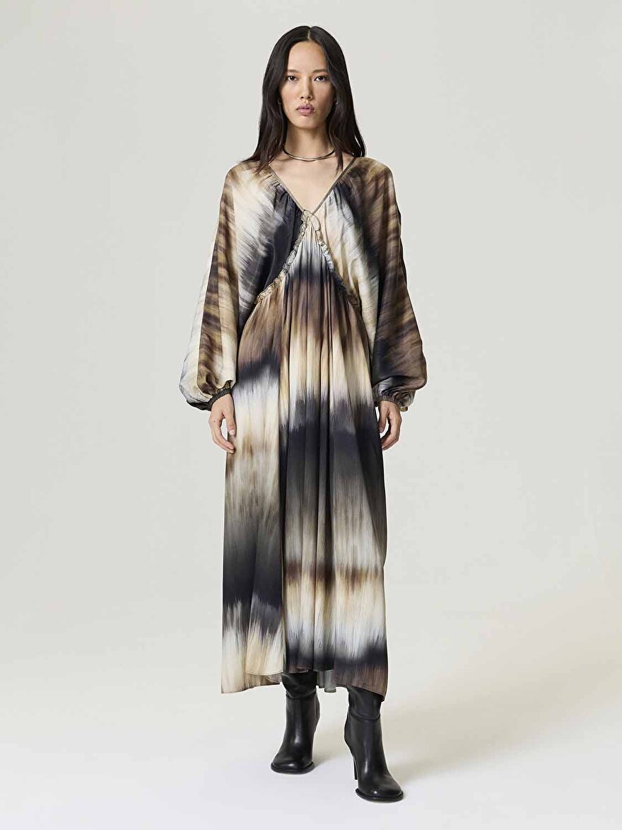 Nocturne Batik Desenli Maxi Elbise