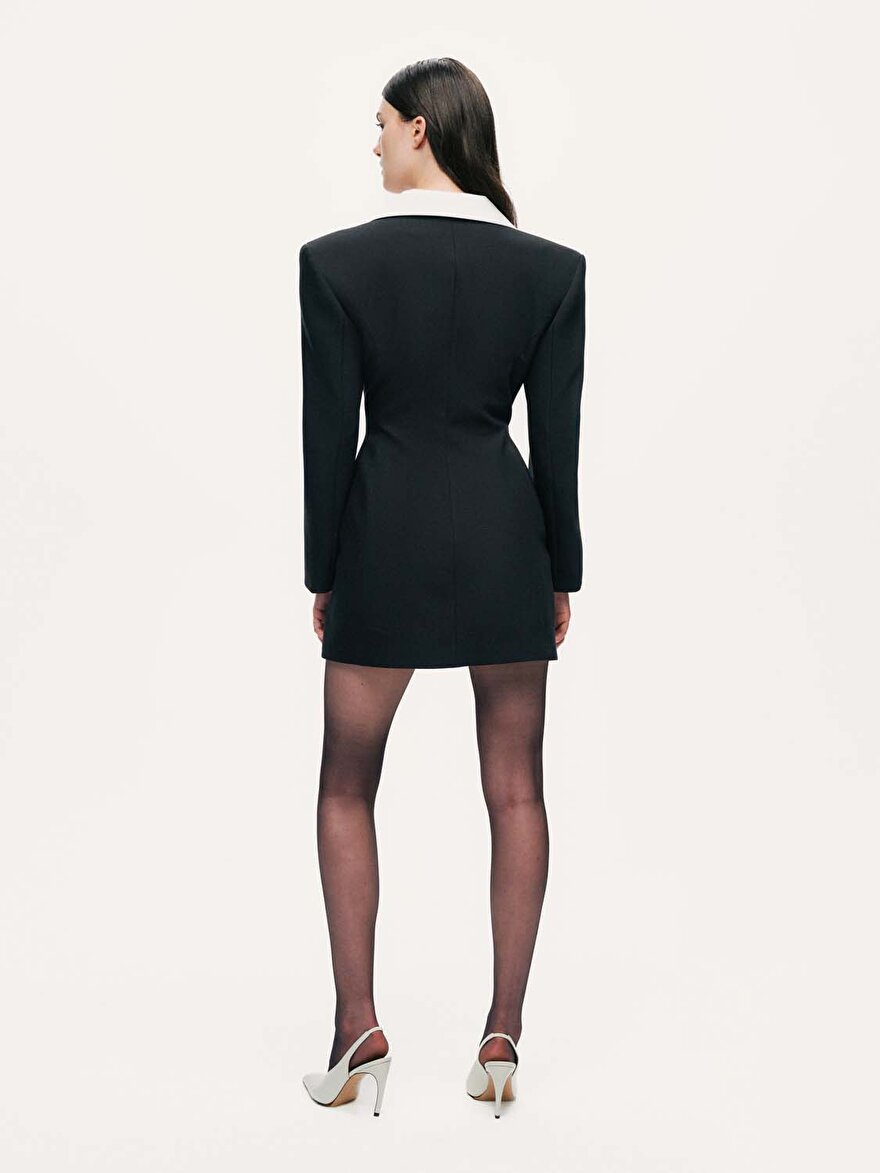 Nocturne Kontrast Detaylı Mini Elbise