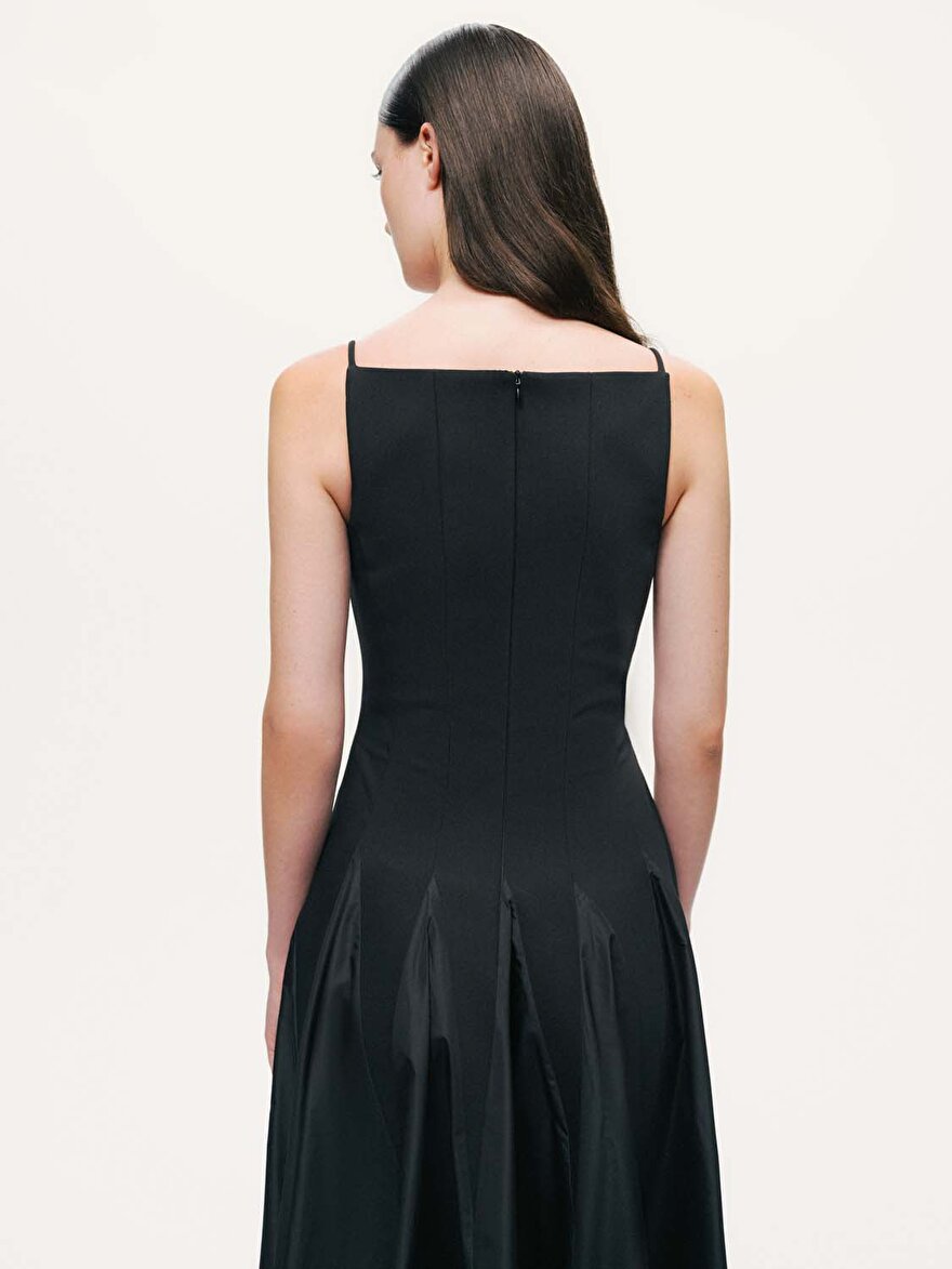 Nocturne Tafta Detaylı Midi Elbise