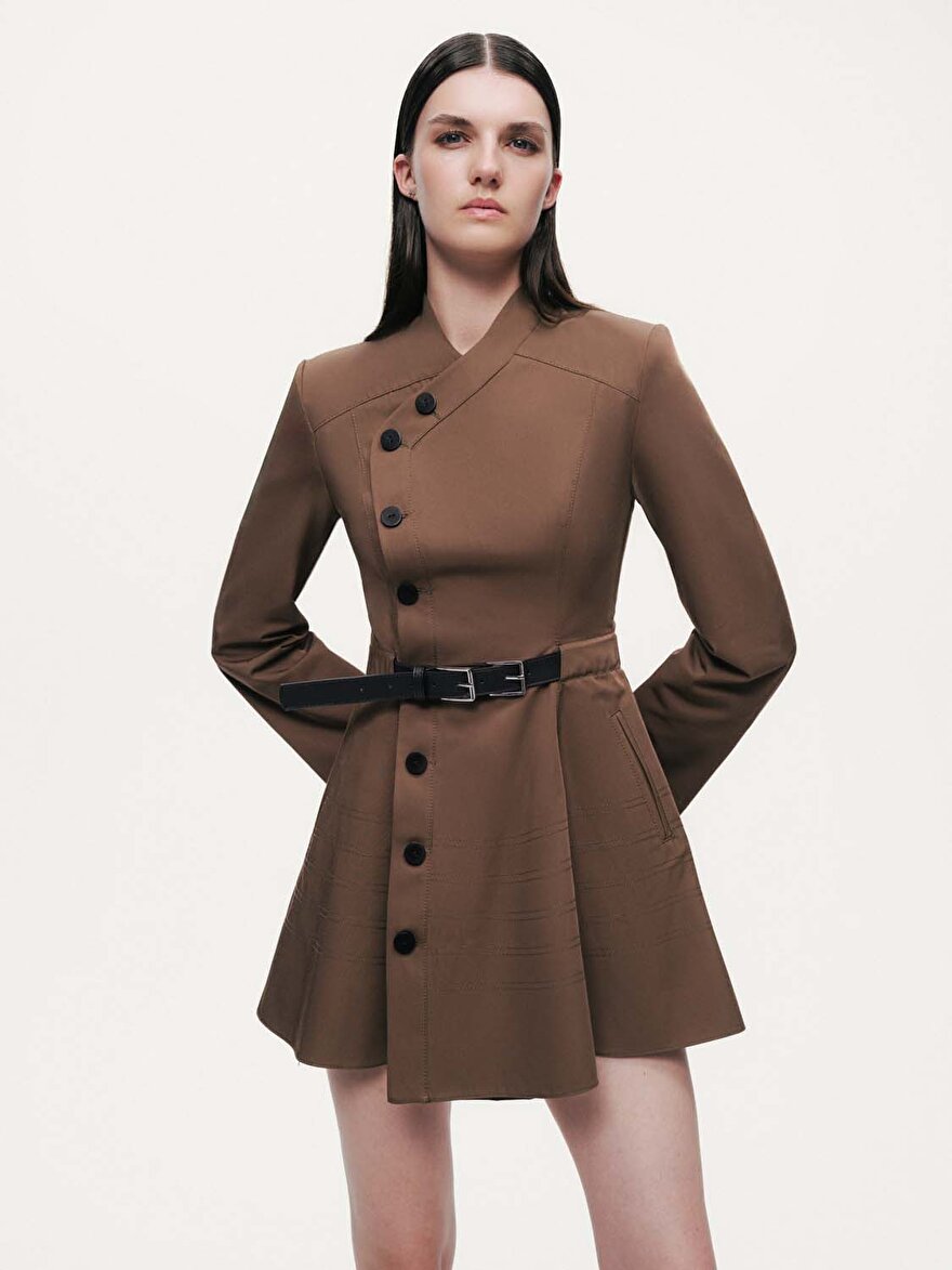 Nocturne Düğme ve Kemer Detaylı Mini Elbise