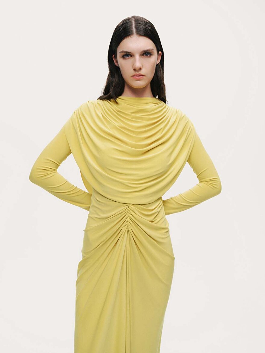 Nocturne Bolero Detaylı Drapeli Maxi Elbise