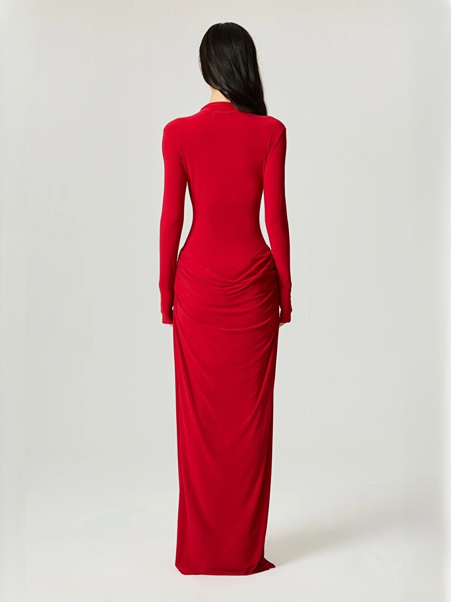 Nocturne Balıkçı Yaka Maxi Elbise