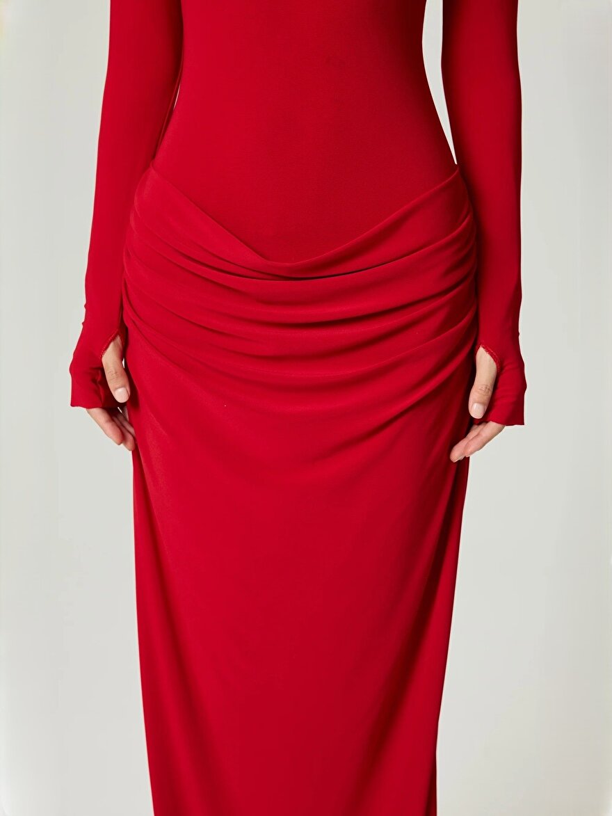 Nocturne Balıkçı Yaka Maxi Elbise