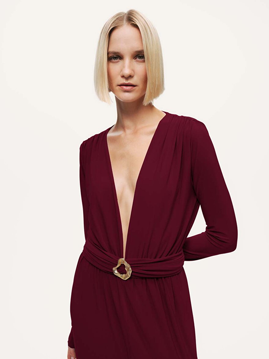 Nocturne Bel Aksesuar Detaylı Maxi Elbise