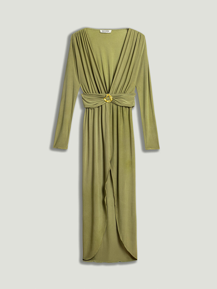 Nocturne Bel Aksesuar Detaylı Maxi Elbise