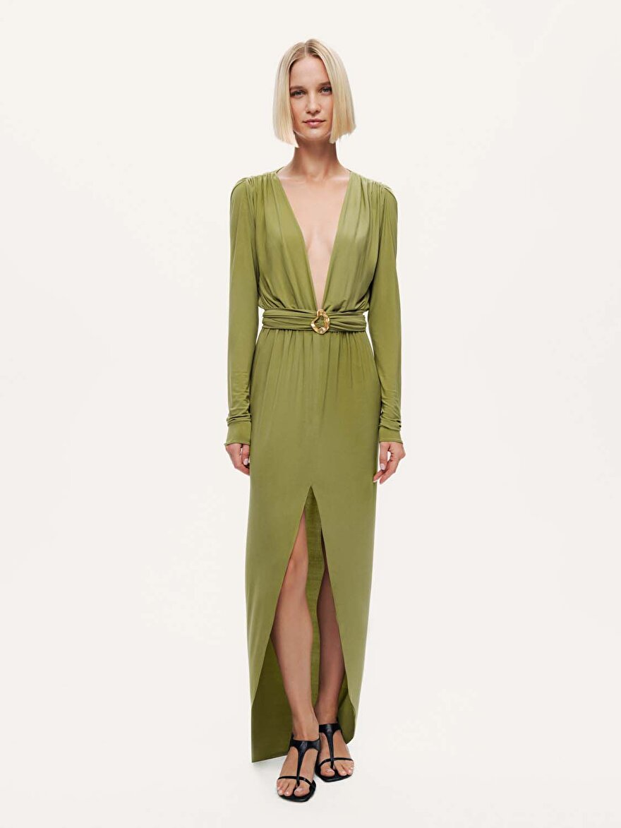 Nocturne Bel Aksesuar Detaylı Maxi Elbise