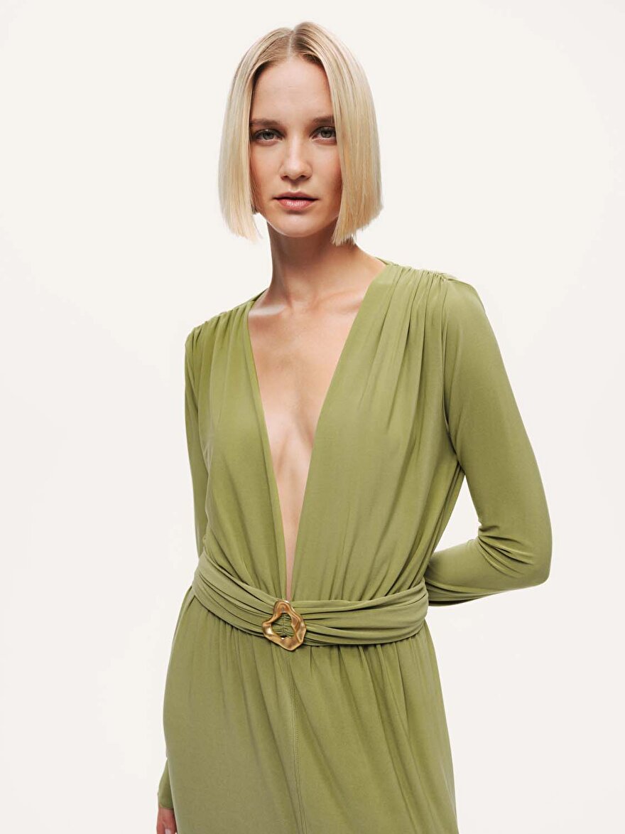 Nocturne Bel Aksesuar Detaylı Maxi Elbise