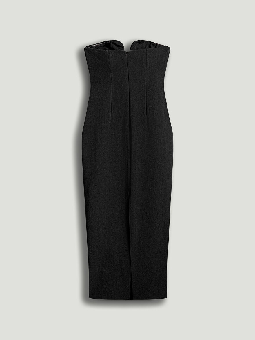 Nocturne Straplez Kalp Yaka Midi Elbise