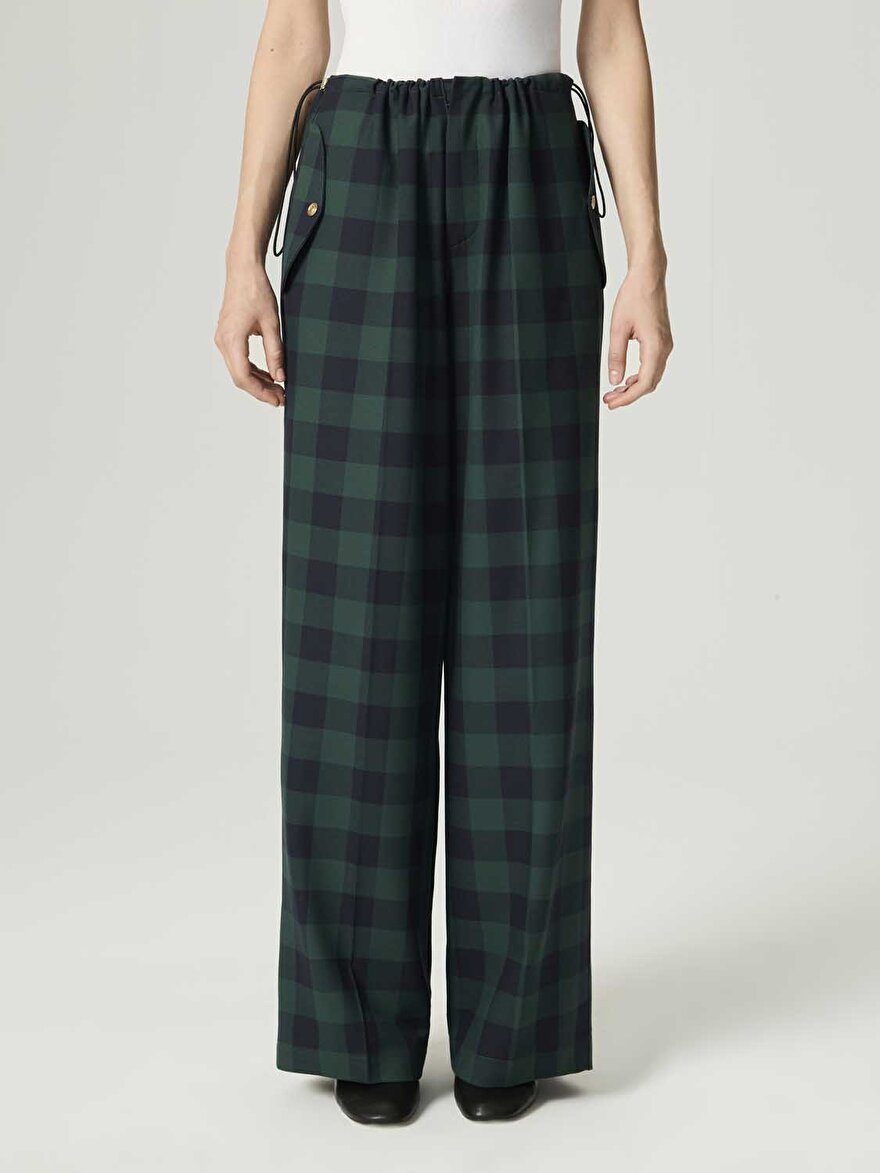 Nocturne Kareli Geniş Paça Pantolon