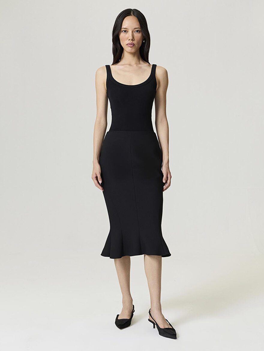 Nocturne Volanlı Midi Balık Etek