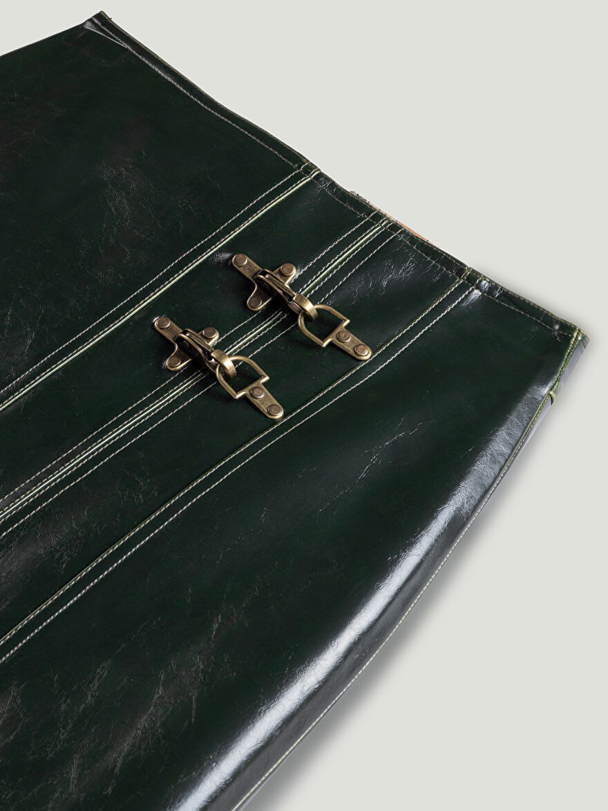 Nocturne Yırtmaçlı Suni Deri Etek