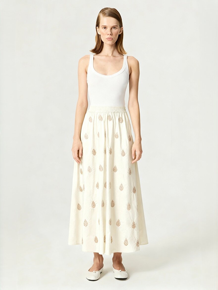 Nocturne Boncuk Brodeli Maxi Etek