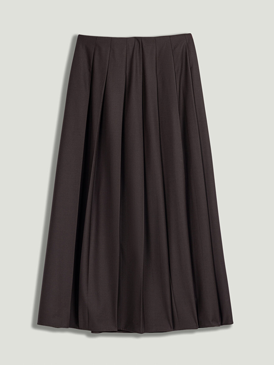 Nocturne Kemer Detaylı Pileli Midi Etek