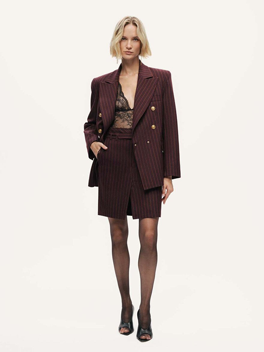 Nocturne Kemerli ve Yırtmaçlı Mini Etek