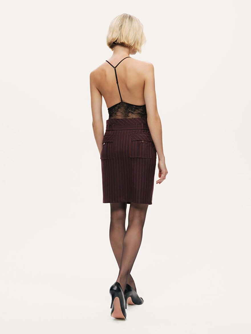 Nocturne Kemerli ve Yırtmaçlı Mini Etek